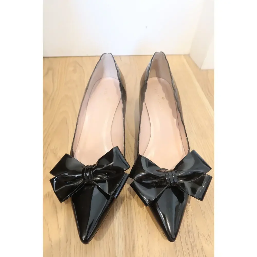 Kate Spade Maxine Black Patent Leather Bow Pointed Heels Women Sz 6 M - Picture 2 of 9